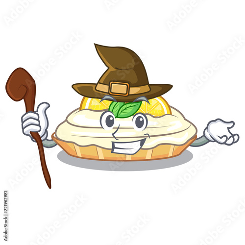 Witch cartoon piece of yummy lemon meringue pie