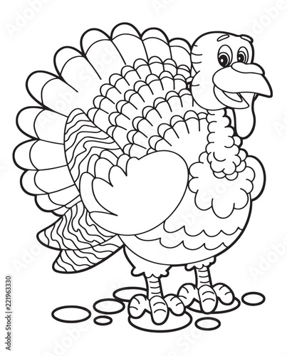 cartoon scene with happy goat on white background - vector coloring page - illustration for children