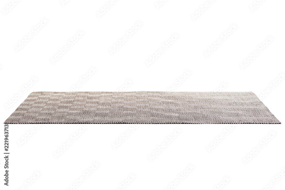 Modern brown rug with white geometric pattern. 3d render - obrazy, fototapety, plakaty 