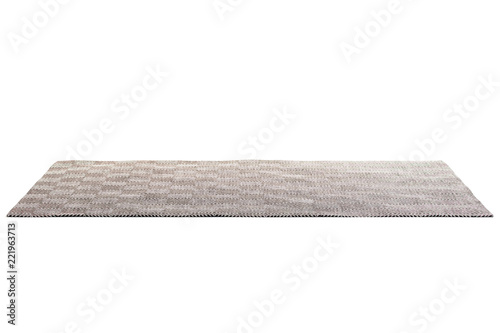 Modern brown rug with white geometric pattern. 3d render photo