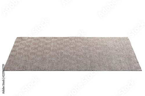 Modern brown rug with white geometric pattern. 3d render photo