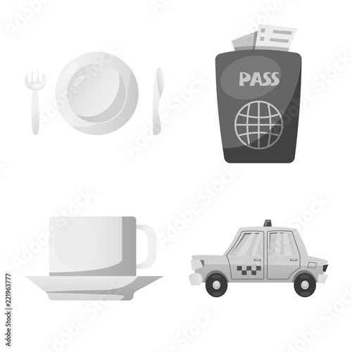 Vector illustration of airport and airplane symbol. Collection of airport and plane stock vector illustration.