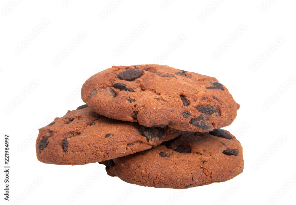 tasty cookies with chocolate isolated on the white tasty cookies with chocolate isolated on the white
