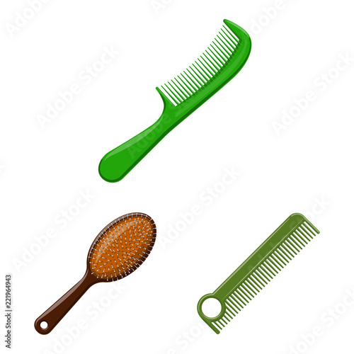 Isolated object of brush and hair icon. Set of brush and hairbrush stock symbol for web.