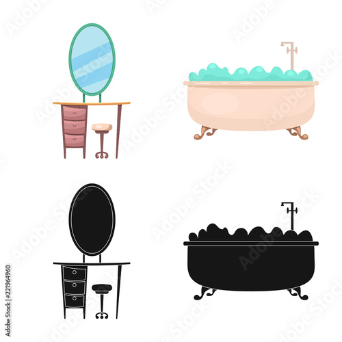Vector illustration of furniture and apartment symbol. Collection of furniture and home vector icon for stock.