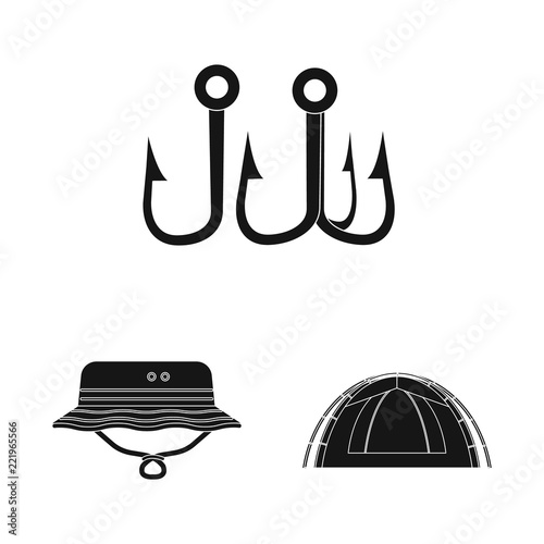 Vector design of fish and fishing icon. Set of fish and equipment stock vector illustration.