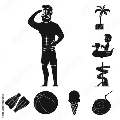 Vector illustration of pool and swimming icon. Collection of pool and activity vector icon for stock.