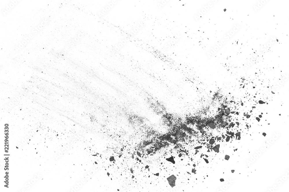 Charcoal dust texture isolated on white background