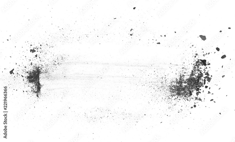 Charcoal dust texture isolated on white background Charcoal dust texture isolated on white background