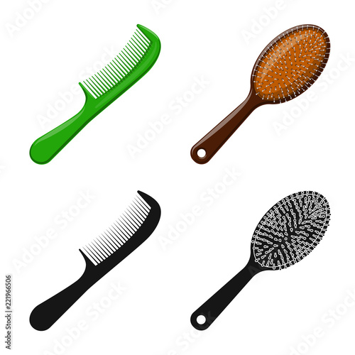 Vector design of brush and hair icon. Set of brush and hairbrush vector icon for stock.