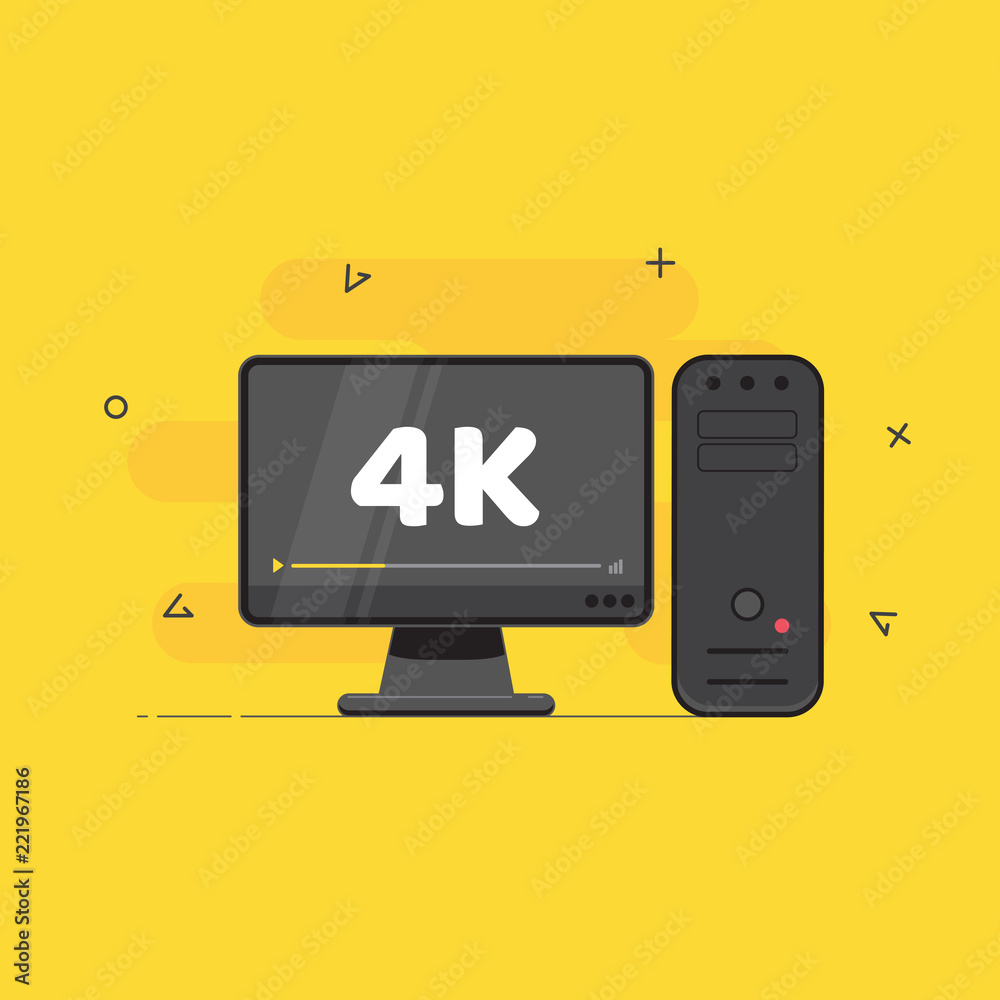 Screen resolution. Trendy flat vector on yellow background.