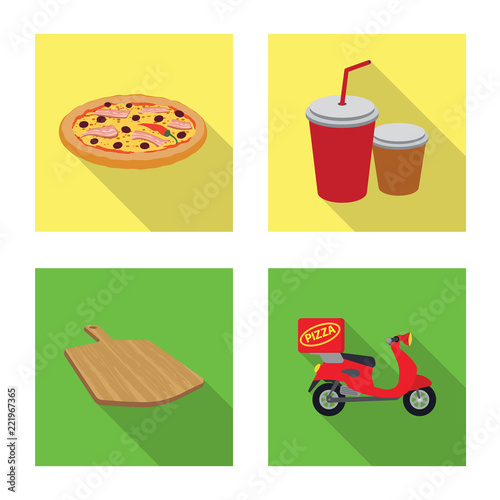 Vector illustration of pizza and food icon. Set of pizza and italy vector icon for stock.