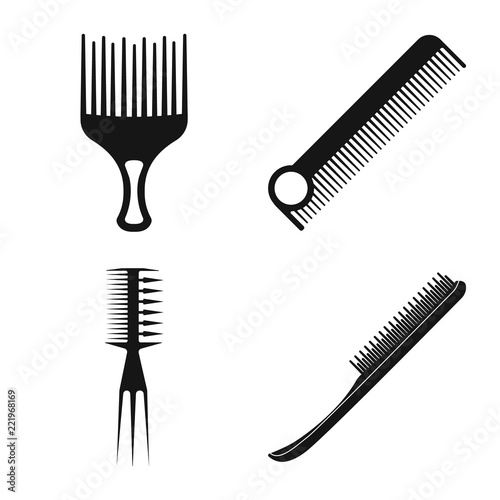Vector illustration of brush and hair sign. Collection of brush and hairbrush stock symbol for web.