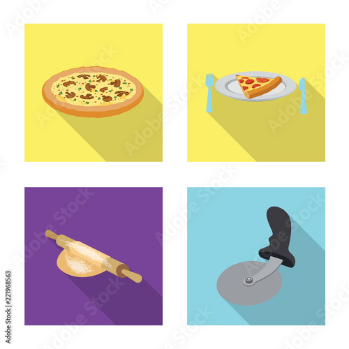 Vector illustration of pizza and food logo. Set of pizza and italy stock symbol for web.