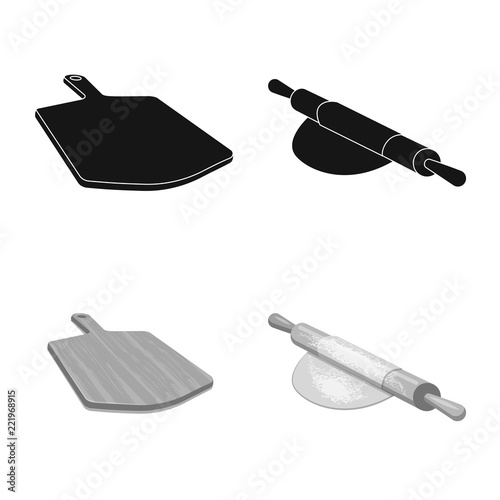 Isolated object of pizza and food logo. Set of pizza and italy stock vector illustration.