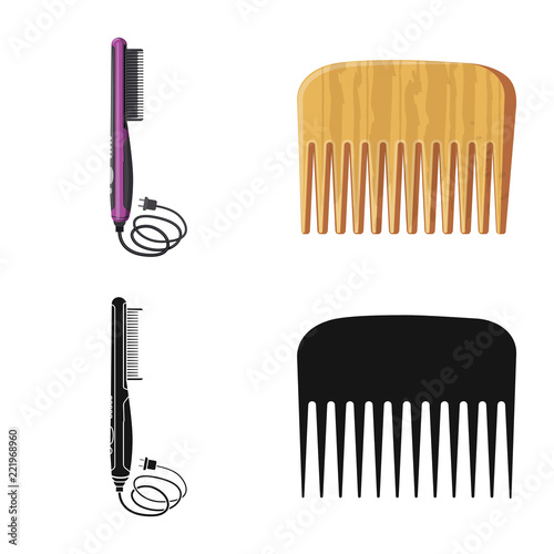 Vector design of brush and hair sign. Set of brush and hairbrush vector icon for stock.