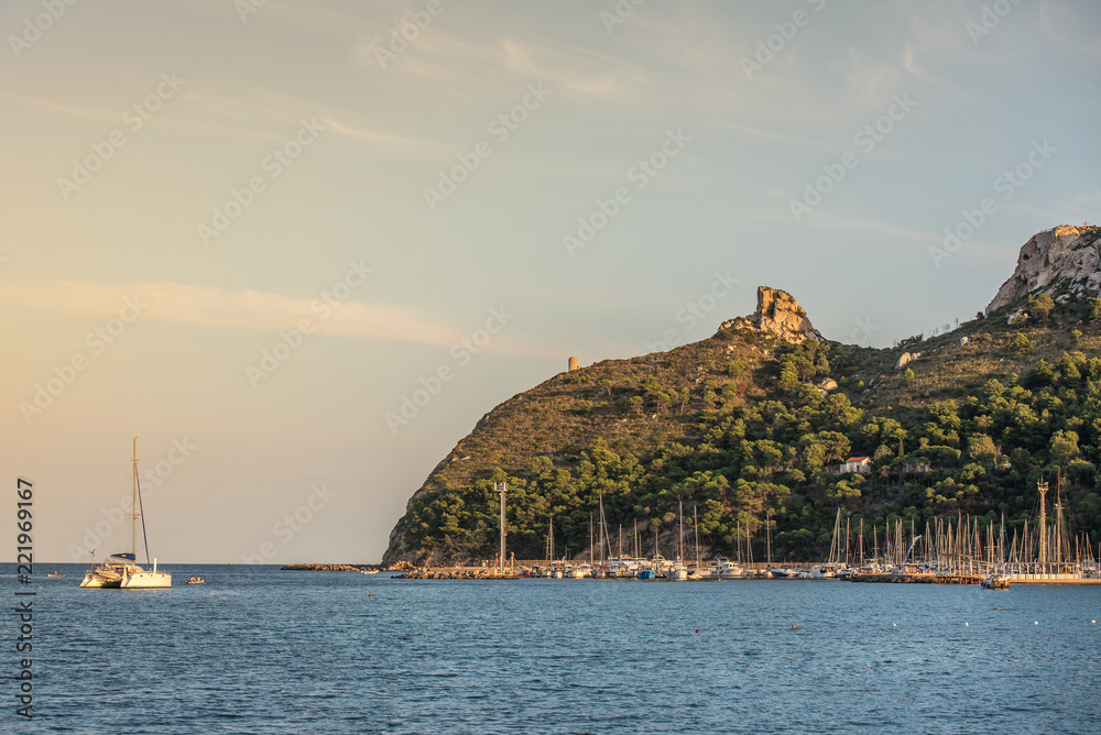 The Devil's saddle hill, Poetto, Cagliari, Sardinia, Italy Stock Photo |  Adobe Stock