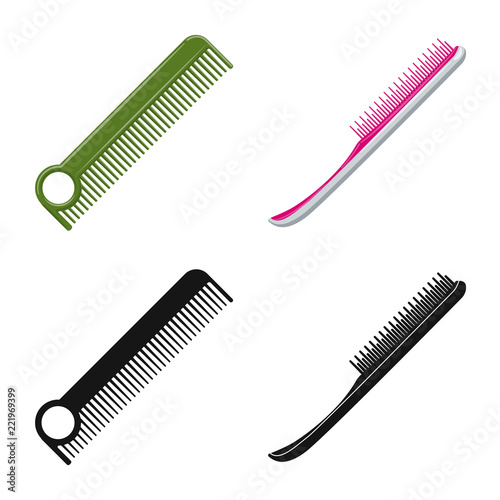 Isolated object of brush and hair logo. Collection of brush and hairbrush stock symbol for web.