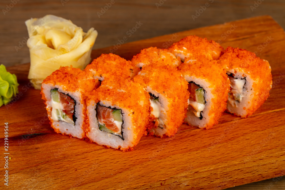 Japanese roll with salmon Japanese roll with salmon