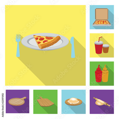Vector design of pizza and food sign. Set of pizza and italy vector icon for stock.