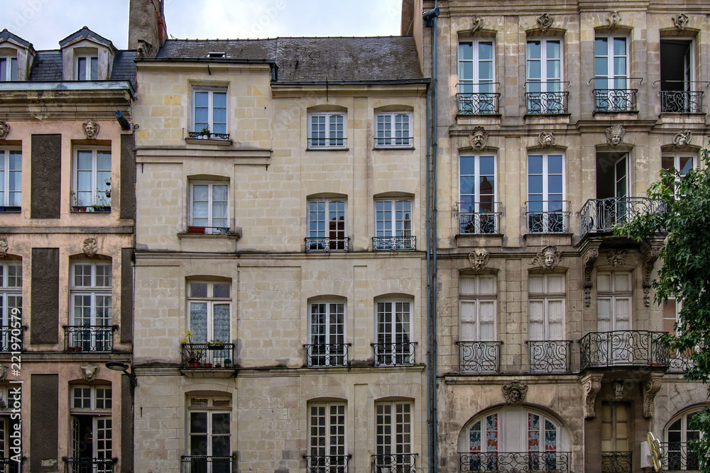Beautiful typical buildings in Nantes 