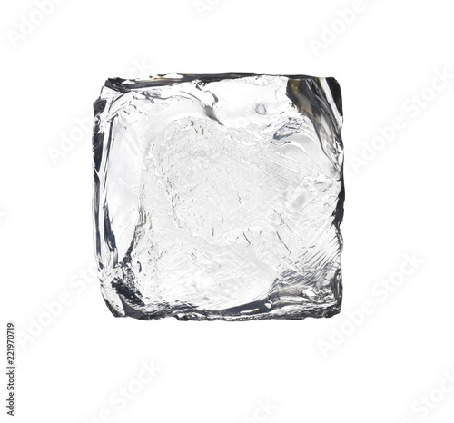 square ice cube isolated on white background