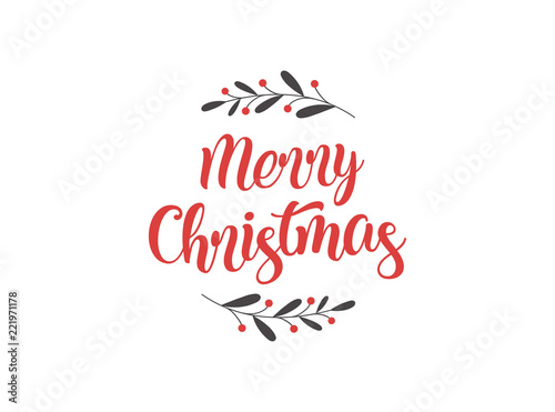 Merry Christmas Background with Typography, Lettering. Greeting card, banner and poster
