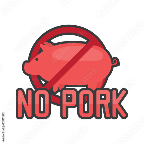 no pork no lard sticker icon isolated on white background