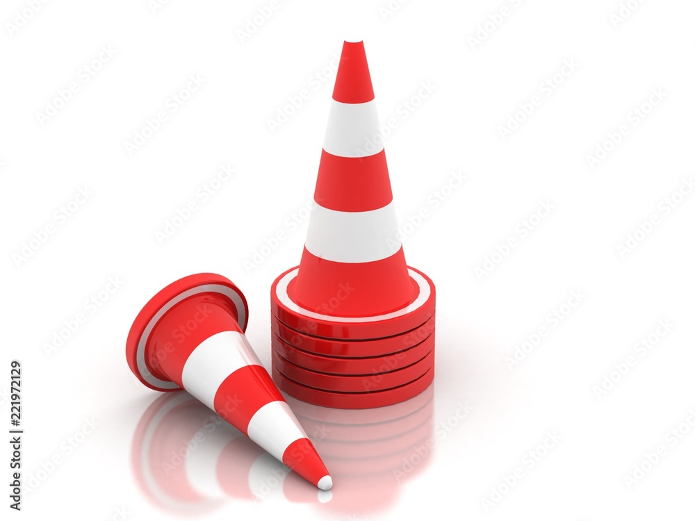 3d rendering traffic cone construction 3d rendering traffic cone construction