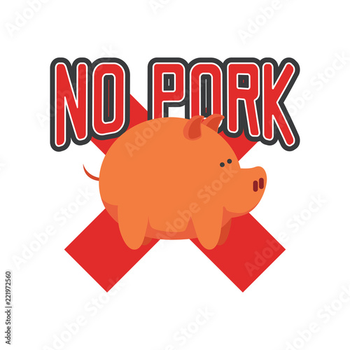 no pork no lard sticker icon isolated on white background