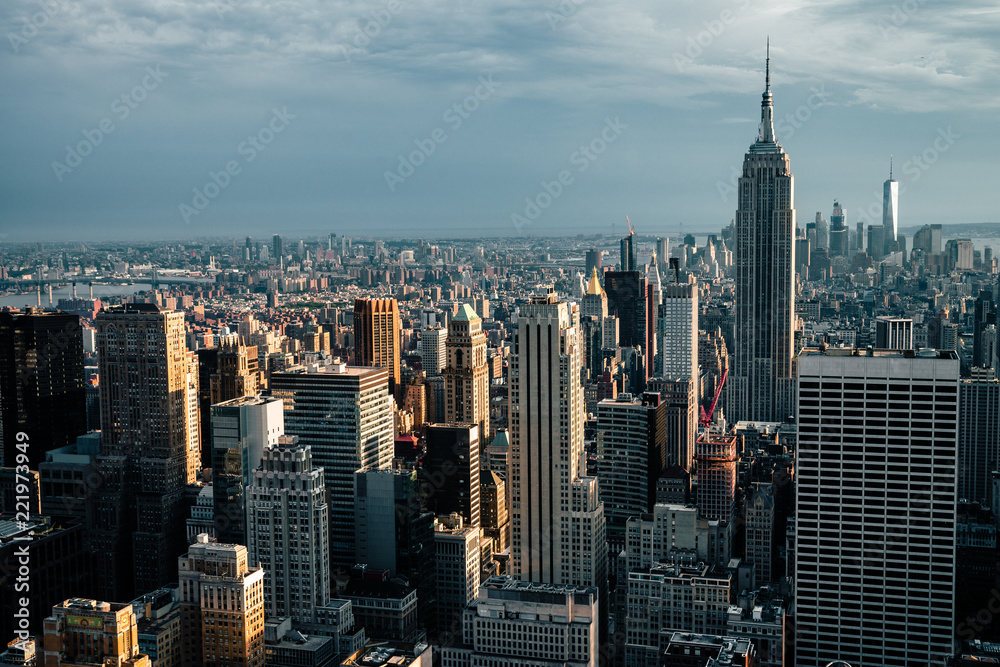 Cityscape view on downtown of Manhattan in New York City