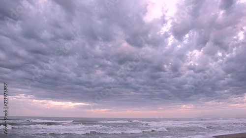 Cloudy seascape view in Viareggio, Tuscany, Italy photo