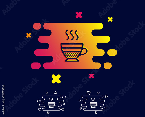 Cafe creme icon. Hot drink sign. Beverage symbol. Gradient banner with line icon. Abstract shape. Vector