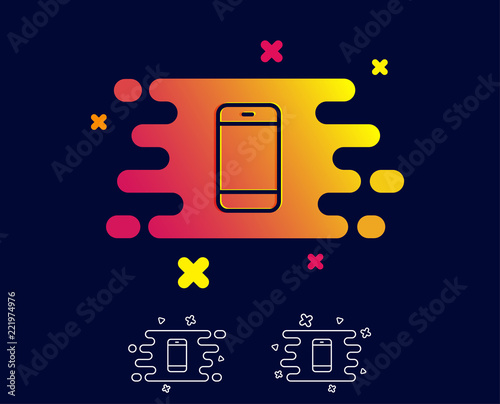 Smartphone icon. Cellphone or Phone sign. Ð¡ommunication Mobile device symbol. Gradient banner with line icon. Abstract shape. Vector