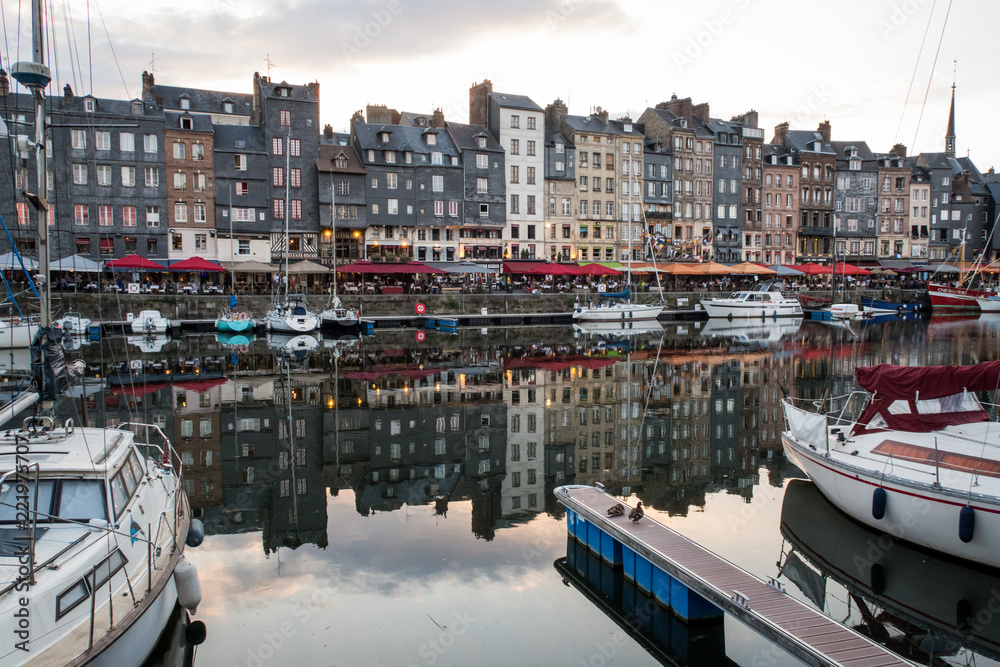 Honfleur harbour at night, Normandy, France