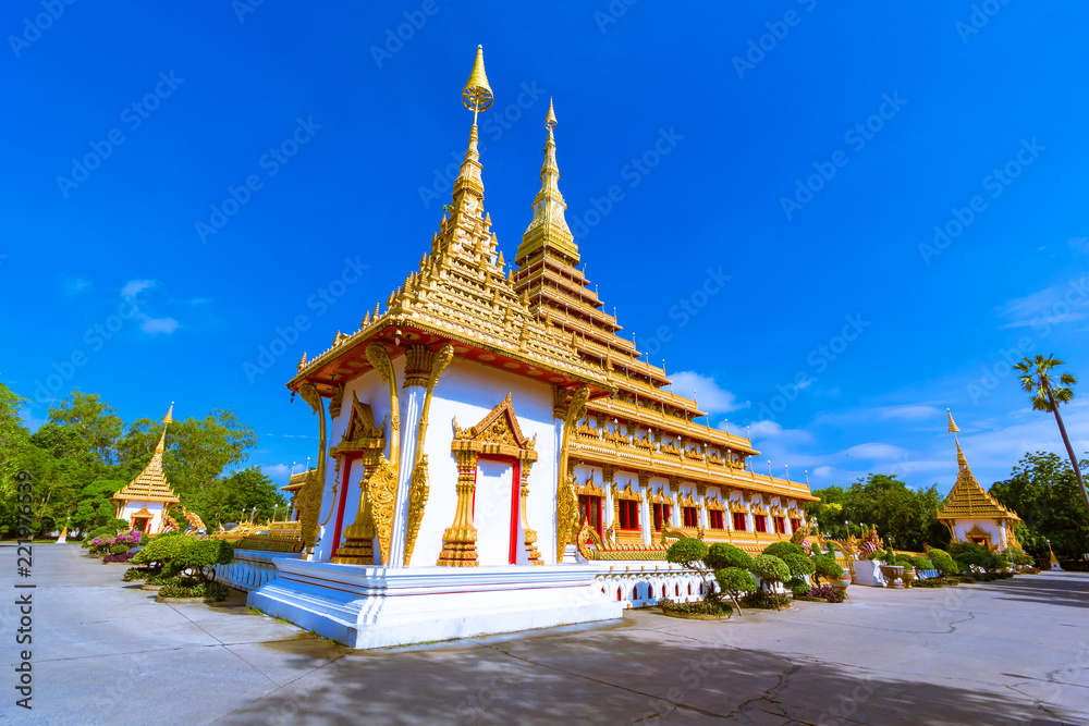 The famous pagoda in the Nongwang temple at Khonkaen province Thailand