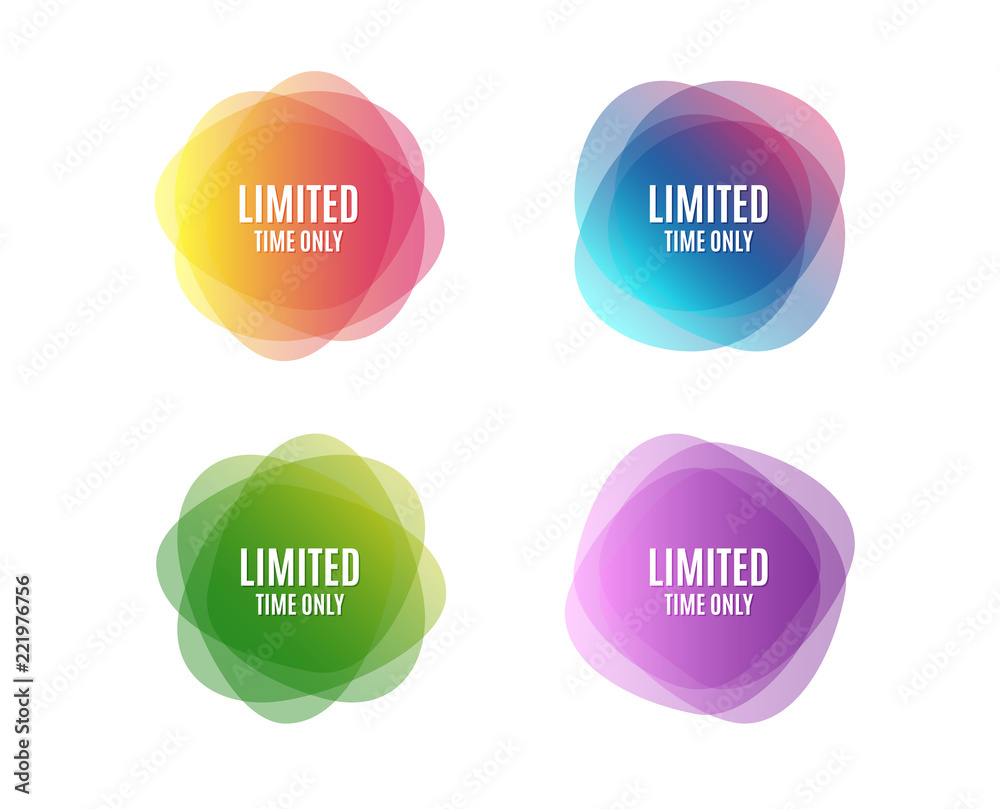 Limited time symbol. Special offer sign. Sale. Colorful round banners. Overlay colors shapes. Abstract design limited time sale concept. Vector Limited time symbol. Special offer sign. Sale. Colorful round banners. Overlay colors shapes. Abstract design limited time sale concept. Vector