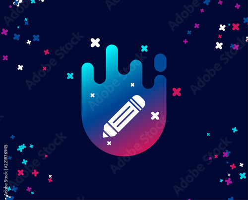 Pencil simple icon. Edit sign. Drawing or Writing equipment symbol. Cool banner with icon. Abstract shape with gradient. Vector