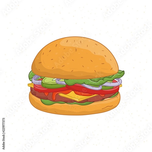 Delicious burger isolated on white background