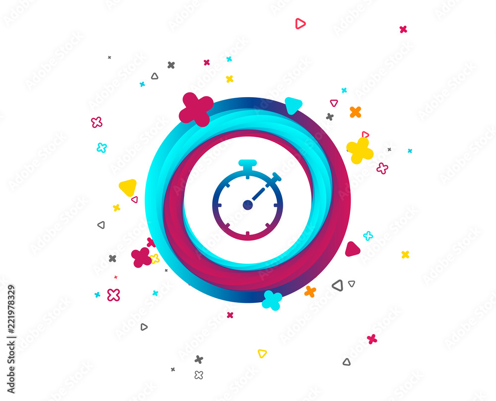 Naklejka Timer sign icon. Stopwatch symbol. Colorful button with icon. Geometric elements. Vector