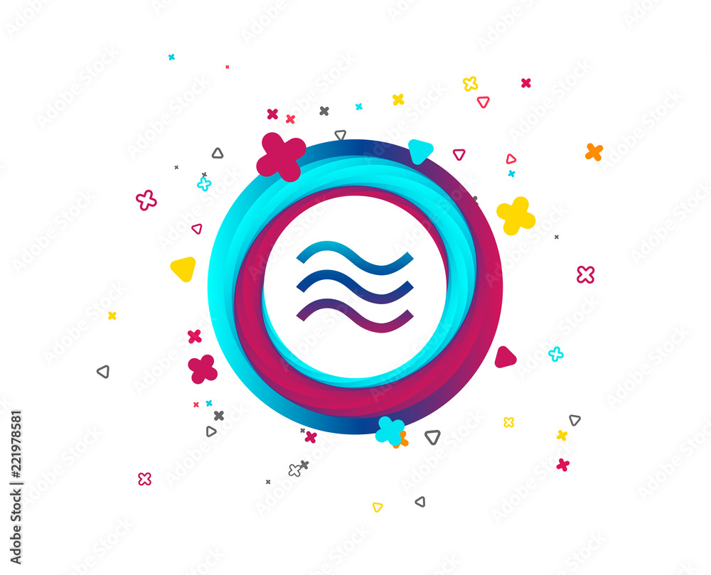 Naklejka Water waves sign icon. Flood symbol. Colorful button with icon. Geometric waves elements. Vector
