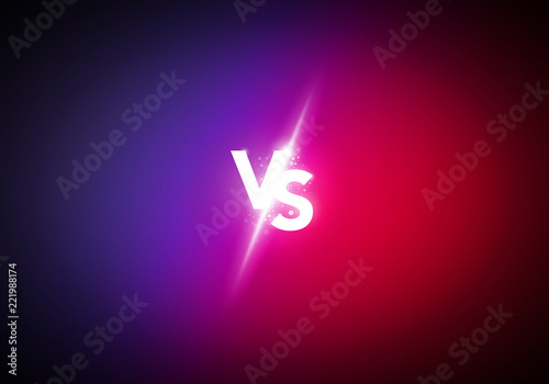 Vector illustration Versus screen design concept. Red and blue vs letters for sports, fight, competition, battle, match, game, competitive