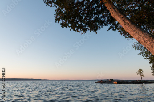 Lake Manitou shoreline sunset landscape on Manitoulin Island photo