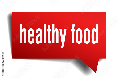 healthy food red 3d speech bubble