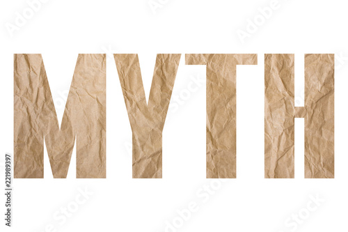 MYTH word with wrinkled paper texture