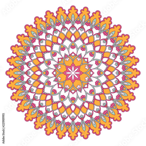 Ethnic ornamental mandala. Decorative design element. Hand drawn illustration