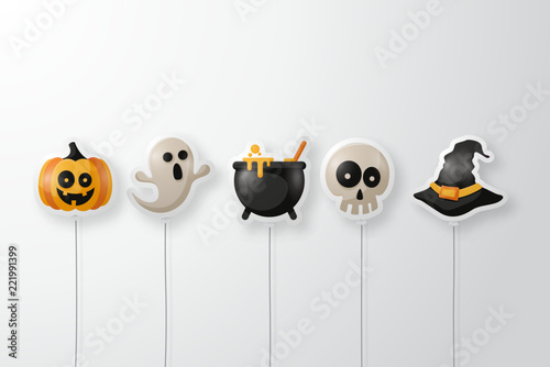 Happy Halloween background with halloween ornament balloon. Vector illustration