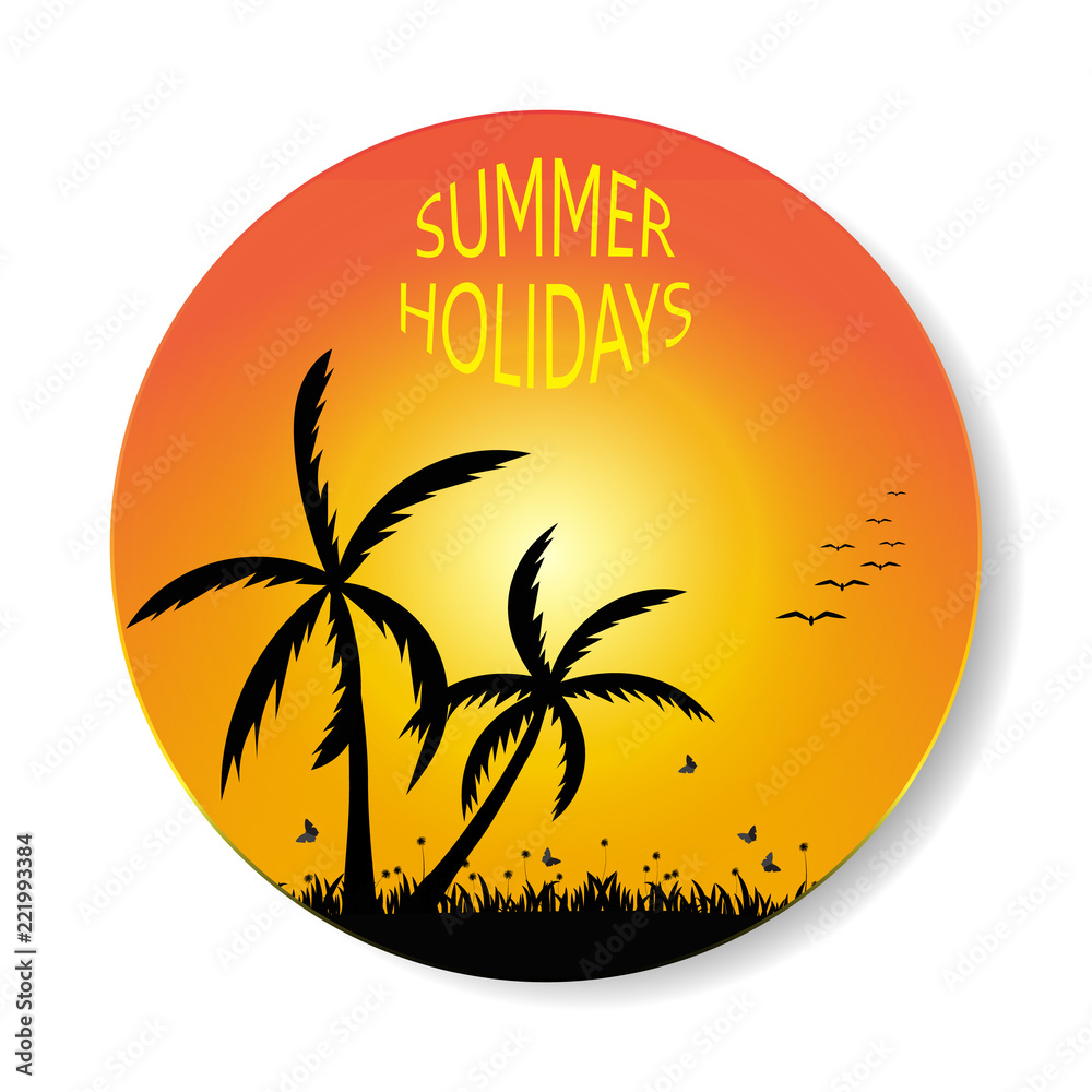 Summer beach holidays logo icon template vector illustration