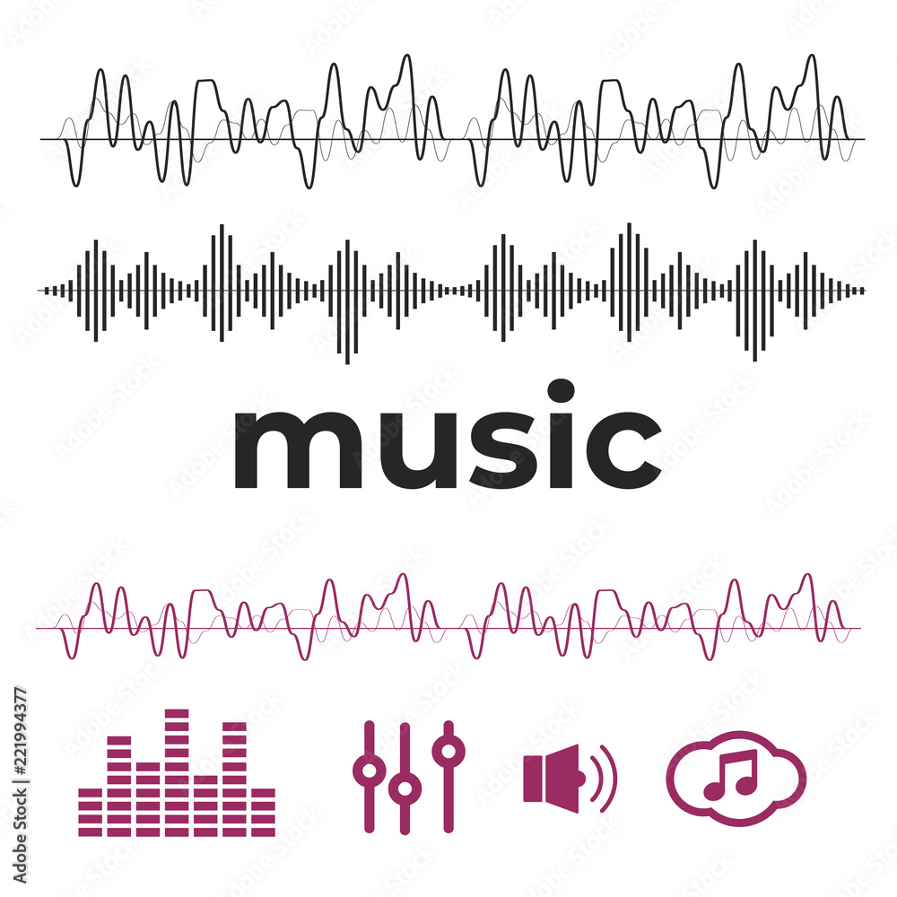 Naklejka premium Vector sound waves. Equalizer technology. Radio wave vector