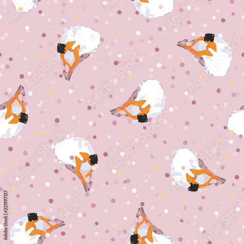 Vector Ballerinas with Pink Confetti seamless pattern background. Perfect for fabric, scrapbooking and wallpaper projects.
